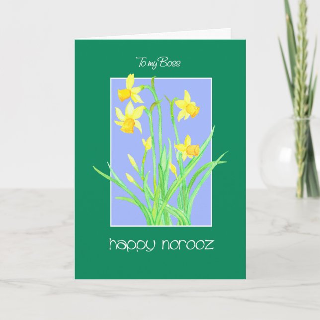 Cartão De Festividades Narcisos Bonitos para o Chefe Norooz (Frente)