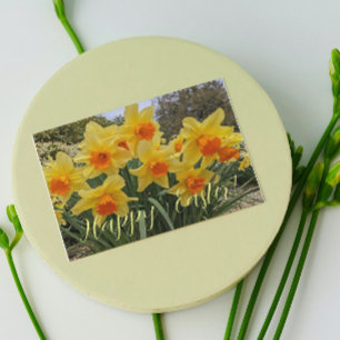 Cartão De Festividades Narcisos Florais Laranja e Amarelo Páscoa