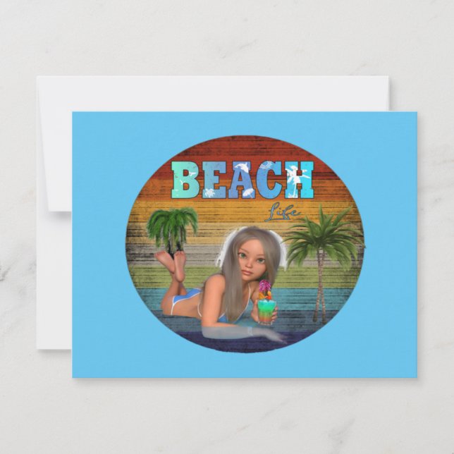 Cartão De Festividades Nas Férias Da Praia (Frente)