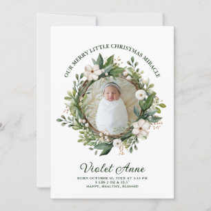 Cartão De Festividades Nascimento Novo Bebê Foto Coroa Milagre de Natal