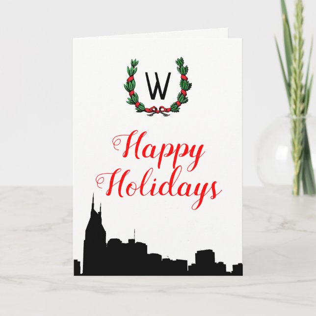 Cartão De Festividades Nashville  Skyline Christmas Happy Holidays (Frente)