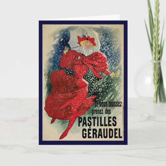 Cartão De Festividades Natais vintages, Art Nouveau Poster (Frente)