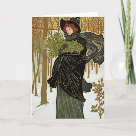 Cartão De Festividades Natais vintages Art Nouveau Scribners Cobrir 1895