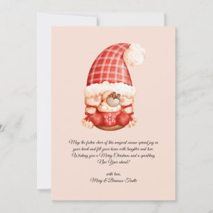 Cartão De Festividades Natais vintages de Aquarela Gnome Chocolate Quente
