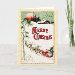 Cartão De Festividades Natais vintages Eve, Papai noel e Rena