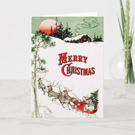 Cartão De Festividades Natais vintages Eve, Papai noel e Rena