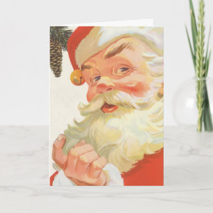 Cartão De Festividades natais vintages, Jolly Papai Noel com um Segredo