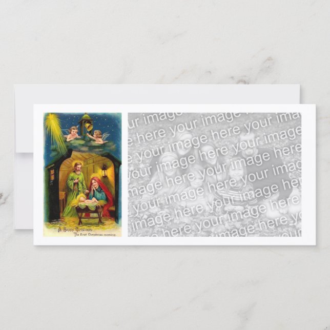 Cartão De Festividades Natais vintages Nascimento de Jesus (Frente)