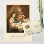 Cartão De Festividades Natais vintages Natividade Jesus Mary Joseph<br><div class="desc">Apresentando uma bela cena natalícia com Jesus,  Maria e Ruas. José e adorando anjos celestes. Dentro é um verso das Escrituras de Natal e a mesma imagem da frente em um quadro oval. Todo texto e fontes podem ser modificados.</div>
