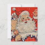 Cartão De Festividades Natais vintages Noel Waving<br><div class="desc">Natal vintage Papai Noel com o cartão de feriado.</div>