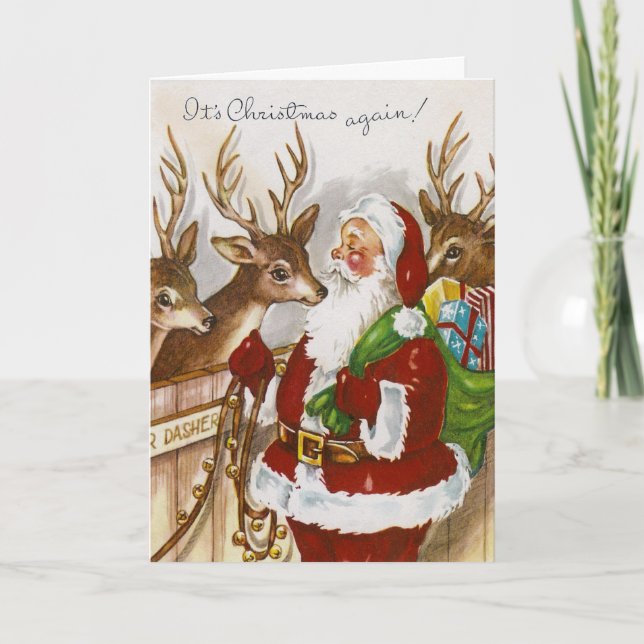 Cartão De Festividades Natais vintages novamente (Frente)
