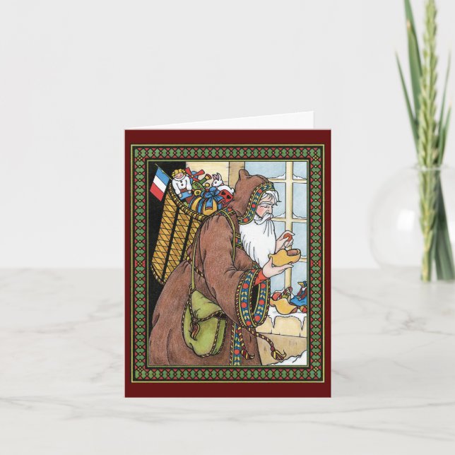 Cartão De Festividades Natais vintages Obrigado (Frente)