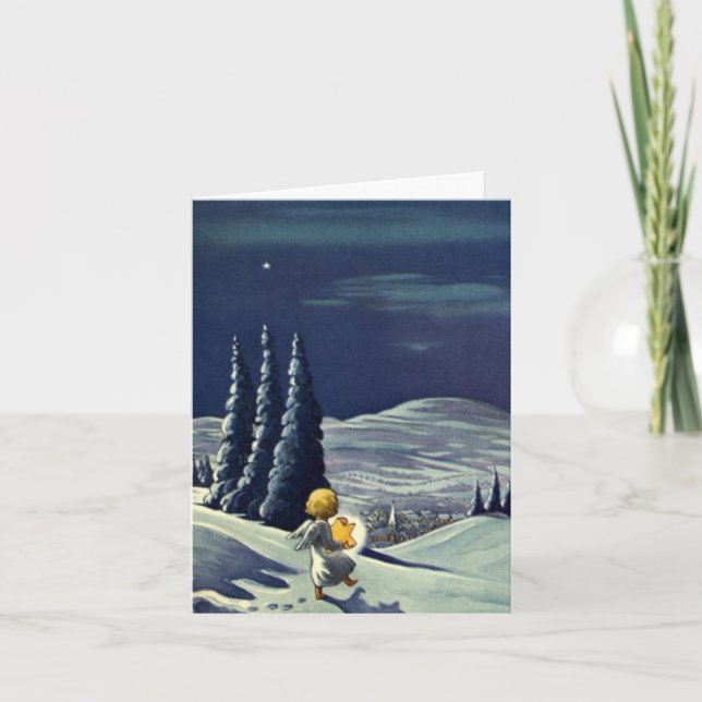 Cartão De Festividades Natais vintages Obrigado (Frente)