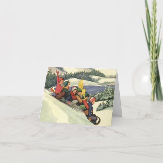 Cartão De Festividades Natais vintages Obrigado (Frente)