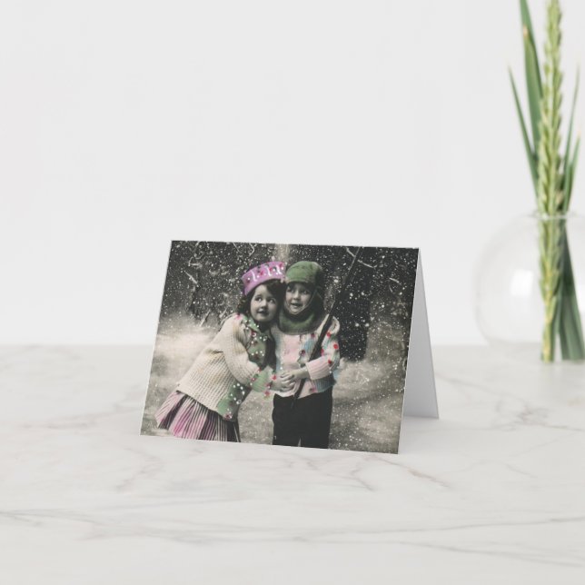 Cartão De Festividades Natais vintages Obrigado (Frente)