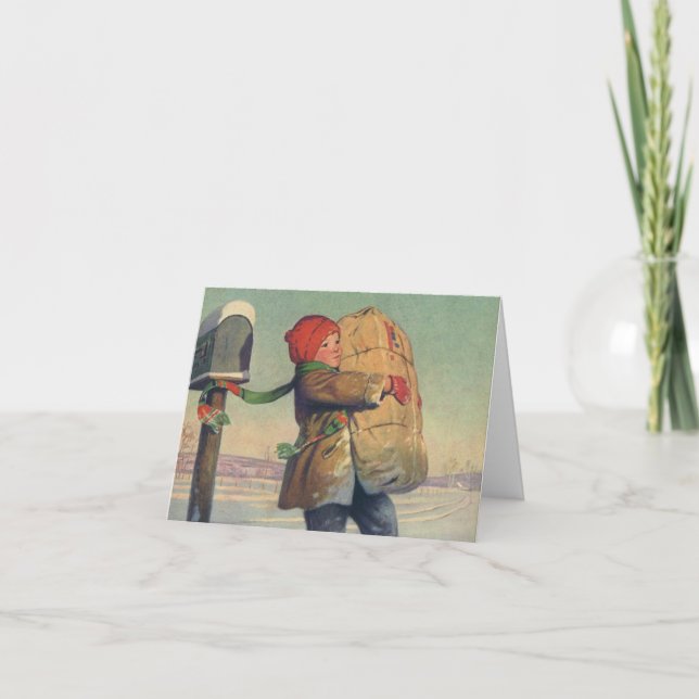 Cartão De Festividades Natais vintages Obrigado (Frente)