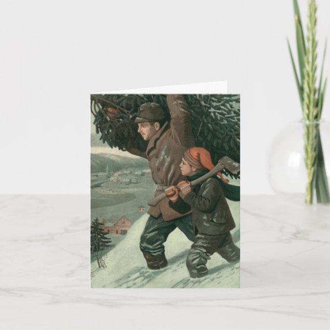 Cartão De Festividades Natais vintages Obrigado (Frente)