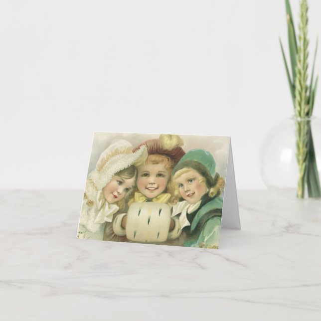 Cartão De Festividades Natais vintages Obrigado (Frente)