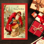 Cartão De Festividades Natais vintages Papais noeis Colocando Criança Em<br><div class="desc">Natais vintages Papais noeis Colocando Um Filho Na Placa De Feriado Bag.</div>
