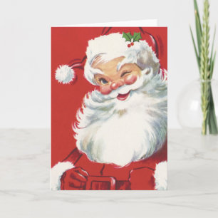 Cartão De Festividades Natais vintages Santa Claus, Jolly e Winking
