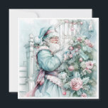 Cartão De Festividades Natais vintages Santa Claus Pastel Árvore<br><div class="desc">Elegante vintage pastel,  rosa e azul Papai Noel colocando presentes debaixo da árvore. Personalizado no verso com sua mensagem e seu nome. Entre em contato comigo para obter assistência com sua personalização ou para solicitar outros produtos Zazzle correspondentes ou coordenadores.</div>