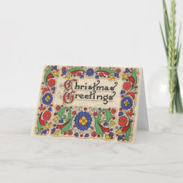Cartão De Festividades Natais vintages saudações com limite decorativo