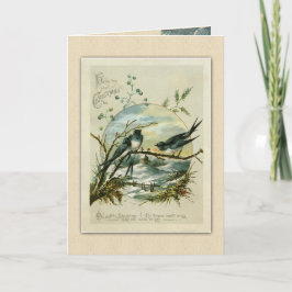 Cartão De Festividades Natais vintages Saudando Antigas Aves de Natal