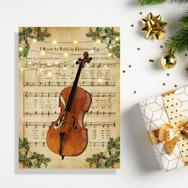 Cartão De Festividades Natais vintages Sheet Music e Cello