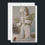 Cartão De Festividades Natais vintages Snowman alimentando o pássaro<br><div class="desc">Natal vintage Snowman Alimentando Pássaro.</div>