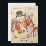 Cartão De Festividades Natais vintages Snowman Com Presentes Para Veado<br><div class="desc">Natal vintage Snowman Com Presentes Para O Cartão De Feriado.</div>