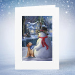 Cartão De Festividades Natais vintages Snowman E Cachorro<br><div class="desc">Snowman de Natal com cão.</div>