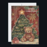 Cartão De Festividades Natais vintages Urso Vermelho Vermelho de Árvore<br><div class="desc">Natais vintages bonitos cumprimentam o cartão com a pintura de uma árvore de Natal com um ursinho fofo sentado embaixo. O texto diz, "Feliz Natal" mas é personalizável para sua própria saudação. Personalizado no verso com sua mensagem e seu nome. Entre em contato comigo para obter assistência com sua personalização...</div>