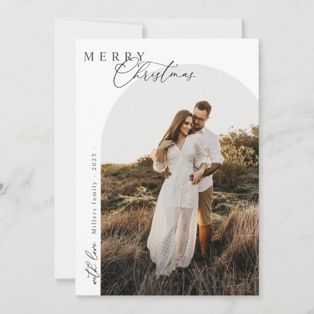 Cartão De Festividades Natal 1 foto Arco aquarela botânica Feriado (Frente)