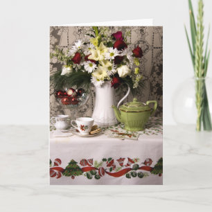 Cartão De Festividades Natal 2003 Teatime Floral