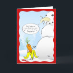 Cartão De Festividades Natal 2023 Banana Karate Carrot Snowman Engraçado<br><div class="desc">Procurando ideias engraçadas de cartão de Natal que você pode enviar para a família e amigos? Aqui está uma design única e hilária de cartas de feriado com arte original de Raphaela Wilson. A ilustração divertida retrata uma banana descascada presa em face de um boneco de neve gelado, colocado ali...</div>