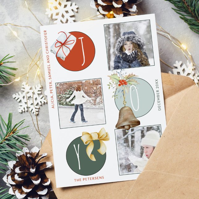 Cartão De Festividades Natal 3 fotos personalizadas diversão alegria colo (Criador carregado)