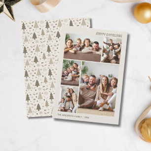 Cartão De Festividades Natal 5 Família de Colagem de Fotos Neutra