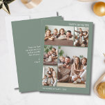 Cartão De Festividades Natal 5 Foto Collage Family Sage Green<br><div class="desc">Comemore a temporada com uma elegância simples usando este Cartão de Feriado de Colagem de Fotos da Família Minimalista. Projetado com espaço para cinco fotos familiares favoritas na frente e uma mensagem personalizada no verso, este cartão combina estilo moderno com encanto pessoal. Uma maneira perfeita de enviar desejos quentes de...</div>