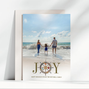 Cartão De Festividades Natal à Beira-Mar Alegria de Férias Náuticas Fot