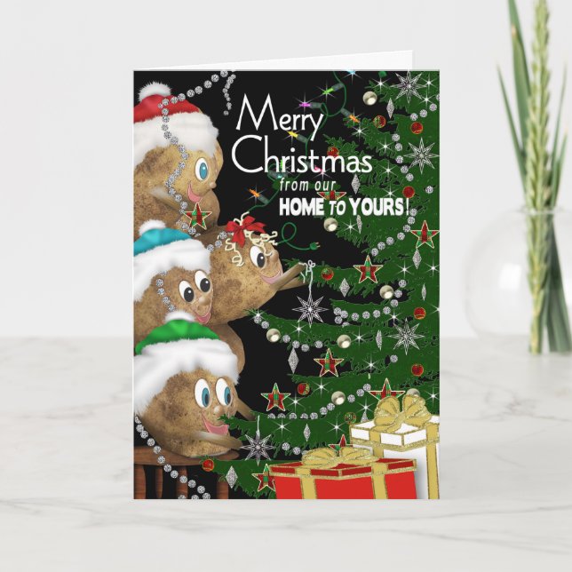 Cartão De Festividades NATAL - A nossa casa no seu - FAMÍLIA DE BATATA (Frente)