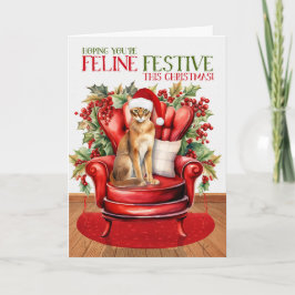Cartão De Festividades Natal Abissínia Gato FELINE Festivo