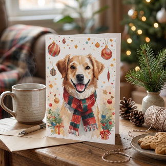 Cartão De Festividades Natal adorável do Golden Retriever