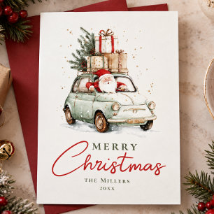 Cartão De Festividades Natal Água Vermelho Verde Santa Natal