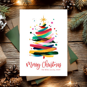 Cartão De Festividades Natal Alegre Colorido Moderno