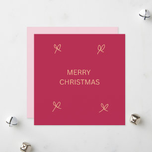 Cartão De Festividades Natal Alegre com Arco Ilustrado em Rosa e Creme