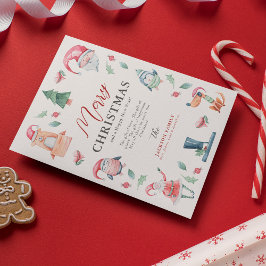Cartão De Festividades Natal Alegre Cute Watercolor