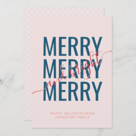 Cartão De Festividades Natal alegre e brilhante rosa beijado xadrez