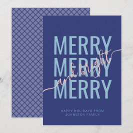 Cartão De Festividades Natal alegre e brilhante xadrez azul