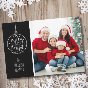 Cartão De Festividades Natal Alegre e Luminoso Foto Minimalista