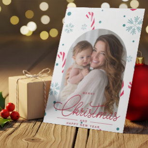 Cartão De Festividades Natal Alegre Foto Moderna e Elegante em Vermelho